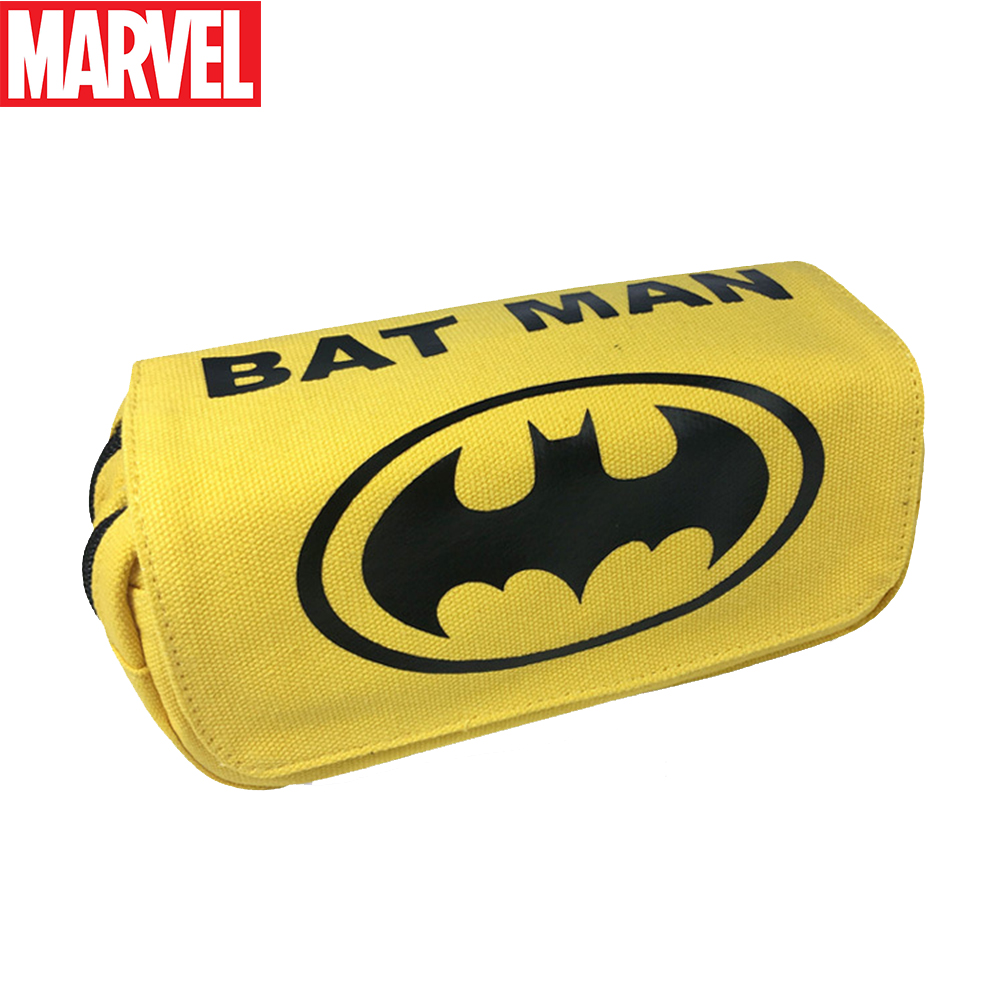 2022 Students Pencil Cases New Double-deck Large-capacity Canvas Pen Bags Student Marvel Stationery Boys Girls Cartoon Pen Box